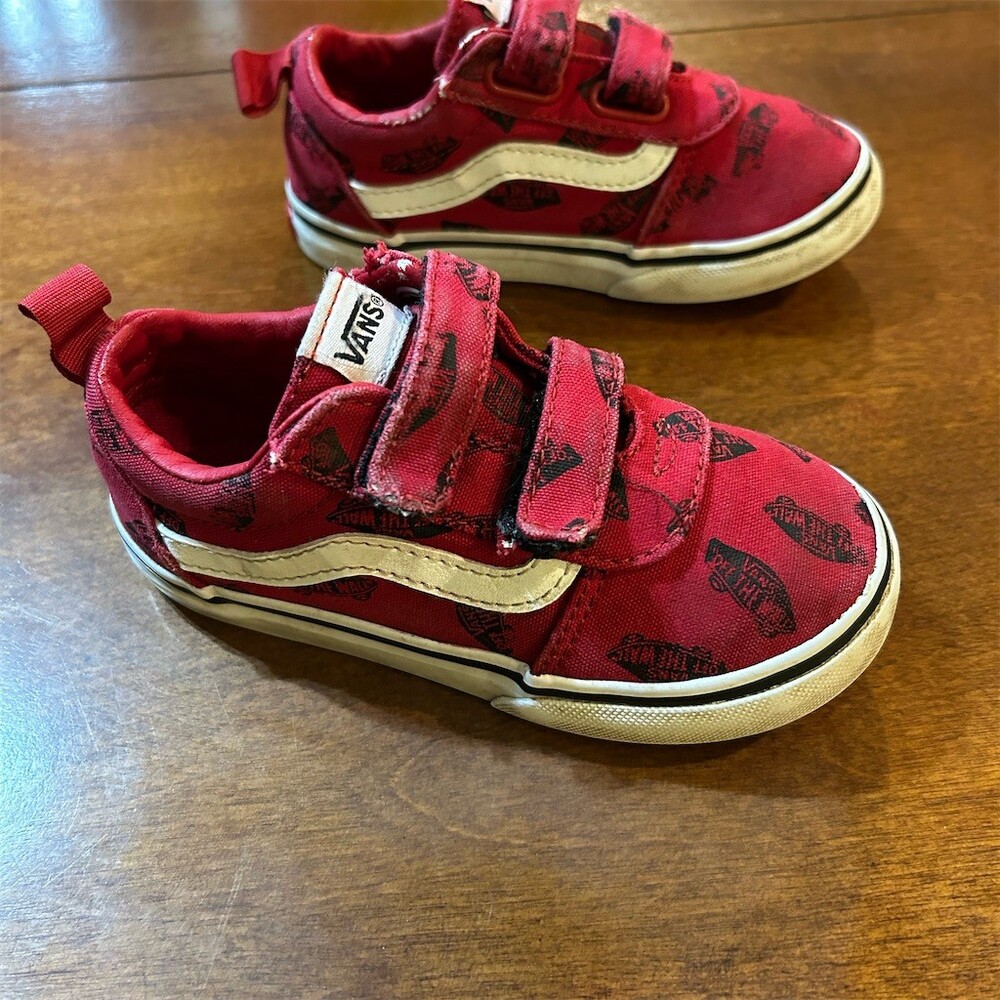 Vans Old Skool V Toddler Sneakers Red w/ White Sidestripe US 9